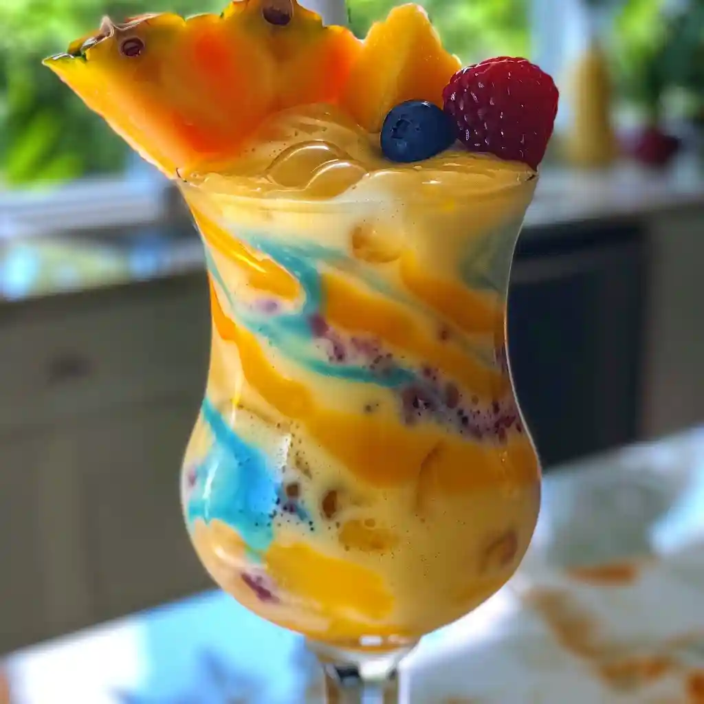 The Best Ocean Love Colada Recipe Ever Made 12 Layering the Ocean Love Colada recipe with blue syrup