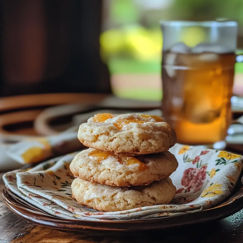 Mini irresistible peach cobbler cookies served with tea