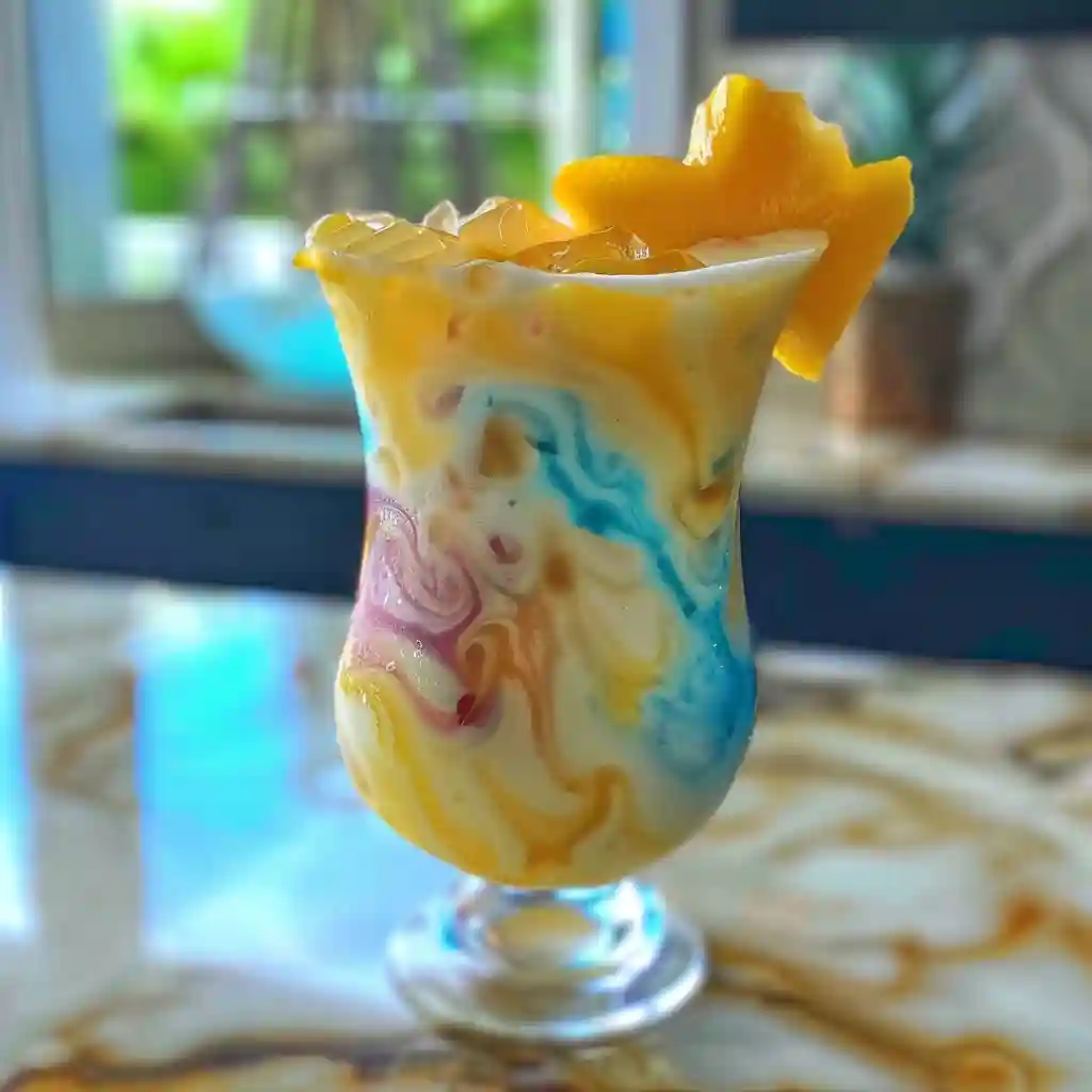 The Best Ocean Love Colada Recipe Ever Made 7 Ocean Love Colada recipe mocktail in a hurricane glass with pineapple and mint