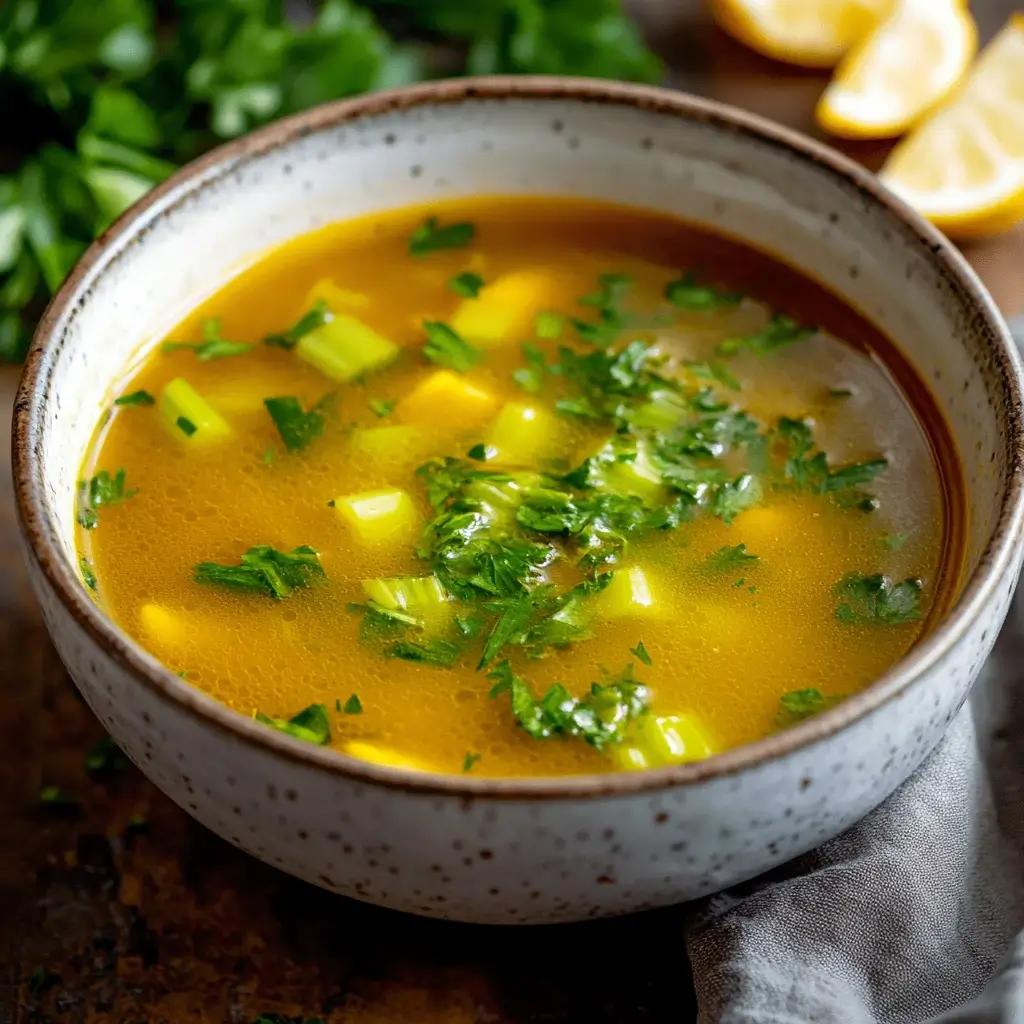 Simmering gut cleanse broth with fresh vegetables