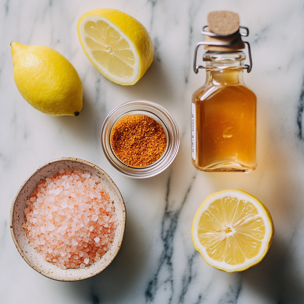 Oprah Pink Salt Recipe – A Simple Trick to Boost Your Morning Routine 9 Ingredients for Oprah Pink Salt Recipe on kitchen counter