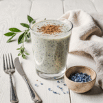 Blue Salt Trick Recipe For Men: The Ultimate "Stamina Elixir 8 blue salt stamina drink made with banana almonds cinnamon and Persian blue salt on rustic table