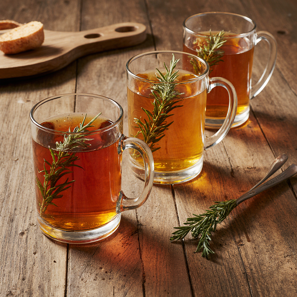 Three variations of honey recipe for brain health: rosemary, chamomile, and apple cider vinegar.