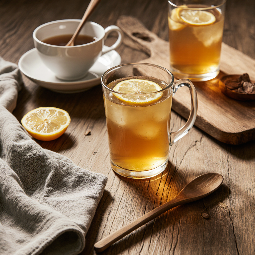Honey trick recipe detox drink made with warm water and raw honey in a clear glass.